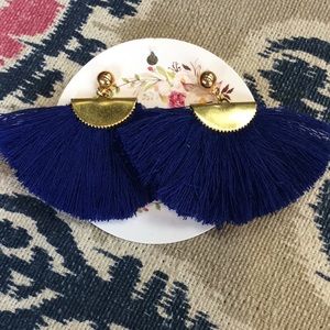 Navy Fan Earrings